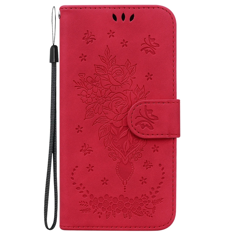 For Google Pixel 9 Butterfly Rose Embossed Leather Phone Case(Red)