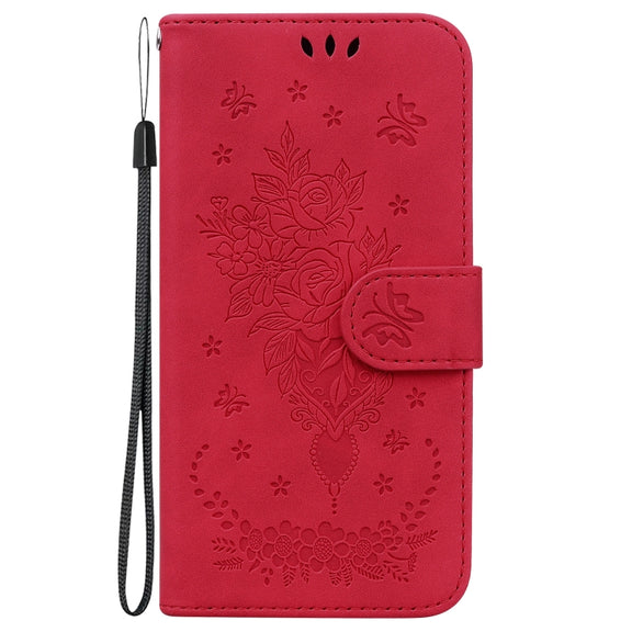 For Google Pixel 9 Butterfly Rose Embossed Leather Phone Case(Red)