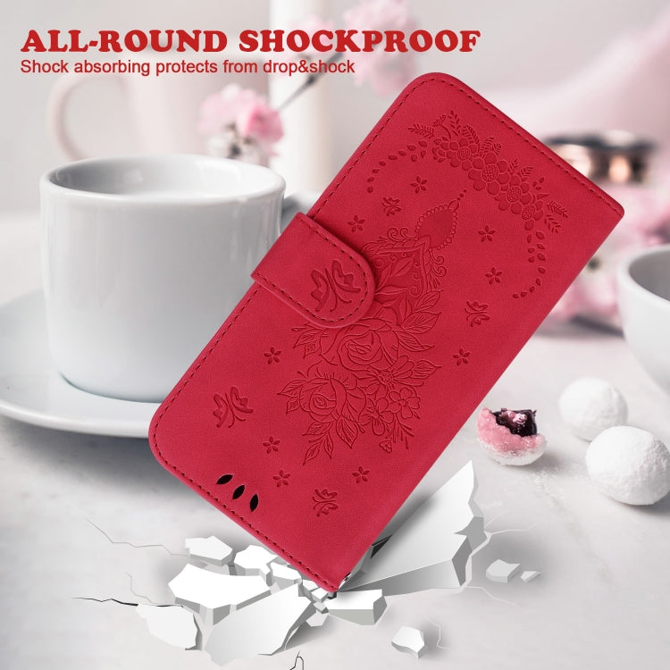 For Google Pixel 9 Butterfly Rose Embossed Leather Phone Case(Red)