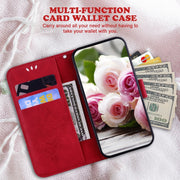 For Google Pixel 9 Butterfly Rose Embossed Leather Phone Case(Red)
