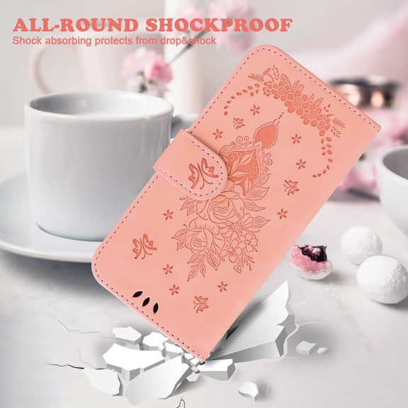 For Google Pixel 9 Butterfly Rose Embossed Leather Phone Case(Pink)