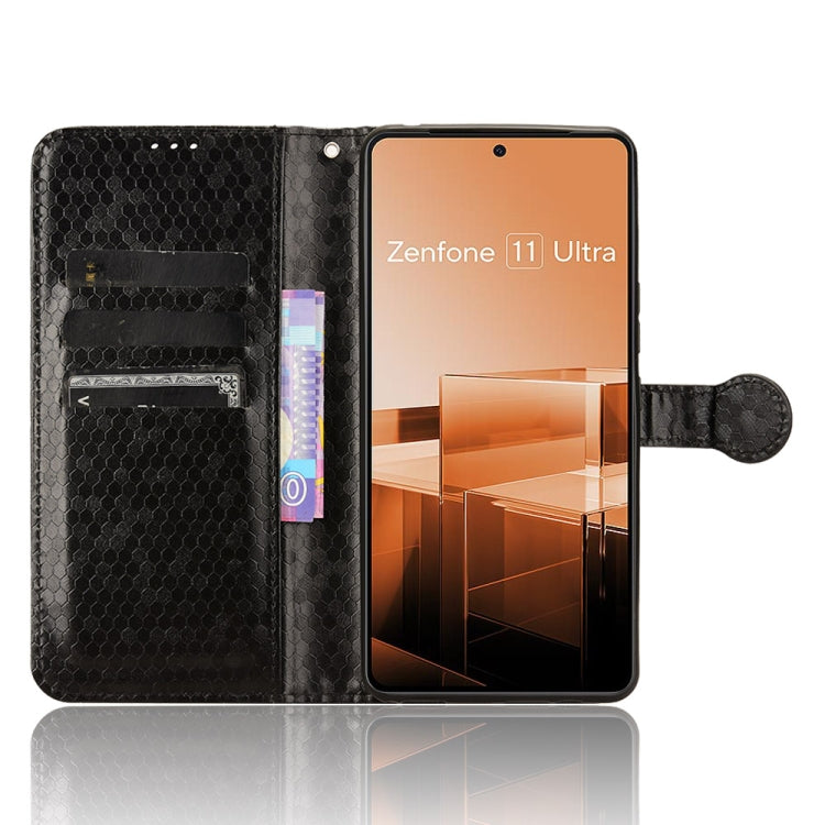 For Asus Zenfone 11 Ultra Honeycomb Dot Texture Leather Phone Case(Black)