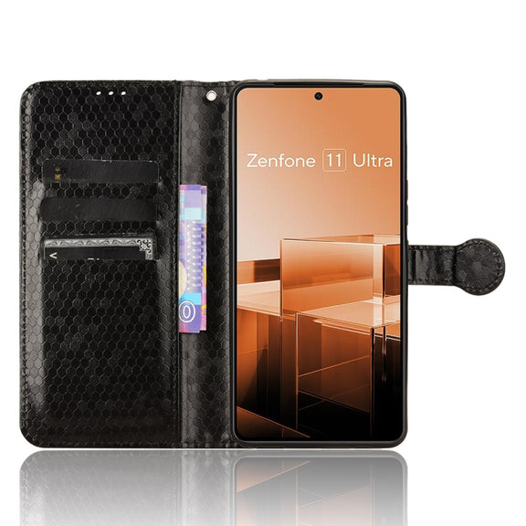 For Asus Zenfone 11 Ultra Honeycomb Dot Texture Leather Phone Case(Black)
