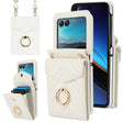For Motorola Razr 40 Ultra / Razr 2023 V-shaped RFID Card Slot Phone Case with Ring Holder(White) - Motorola Cases by PMC TechLife | Online Shopping South Africa | PMC TechLife | Buy Now Pay Later Mobicred