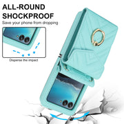 For Motorola Razr 40 Ultra / Razr 2023 V-shaped RFID Card Slot Phone Case with Ring Holder(Green)