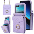 For Motorola Razr 40 Ultra / Razr 2023 V-shaped RFID Card Slot Phone Case with Ring Holder(Purple) - Motorola Cases by PMC TechLife | Online Shopping South Africa | PMC TechLife | Buy Now Pay Later Mobicred