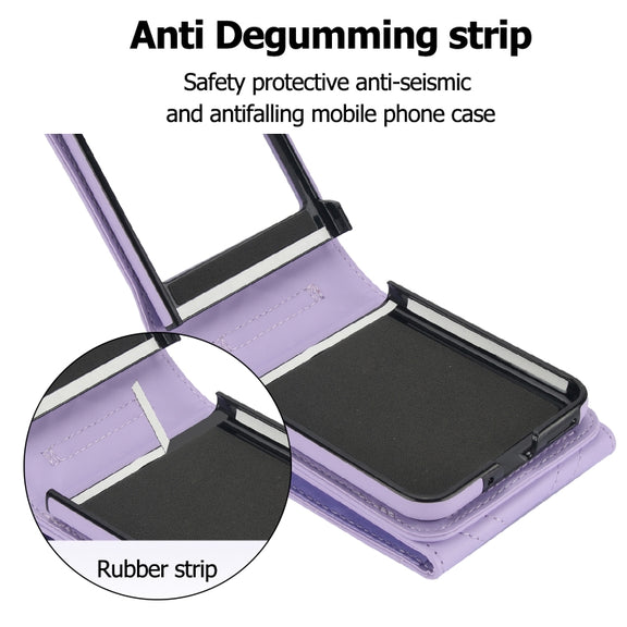 For Motorola Razr 40 Ultra / Razr 2023 V-shaped RFID Card Slot Phone Case with Ring Holder(Purple)