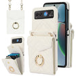 For Motorola Razr 40 V-shaped RFID Card Slot Phone Case with Ring Holder(White) - Motorola Cases by PMC TechLife | Online Shopping South Africa | PMC TechLife | Buy Now Pay Later Mobicred