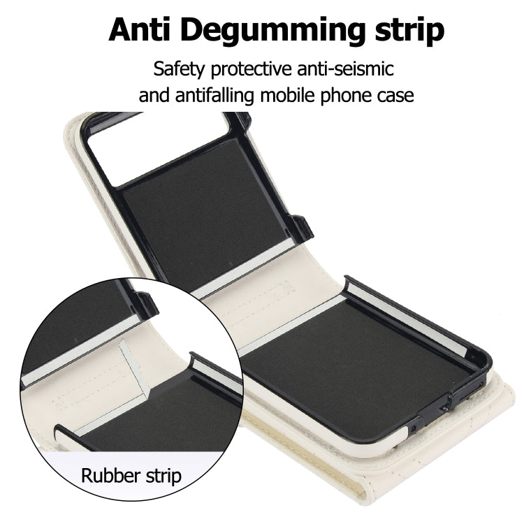For Motorola Razr 40 V-shaped RFID Card Slot Phone Case with Ring Holder(White)