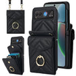 For Motorola Razr 40 V-shaped RFID Card Slot Phone Case with Ring Holder(Black) - Motorola Cases by PMC TechLife | Online Shopping South Africa | PMC TechLife | Buy Now Pay Later Mobicred