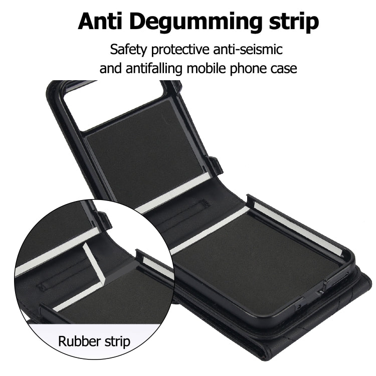For Motorola Razr 40 V-shaped RFID Card Slot Phone Case with Ring Holder(Black)
