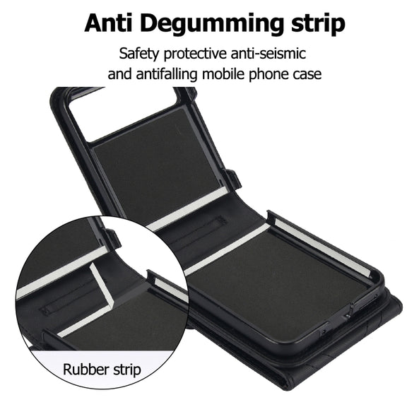 For Motorola Razr 40 V-shaped RFID Card Slot Phone Case with Ring Holder(Black)