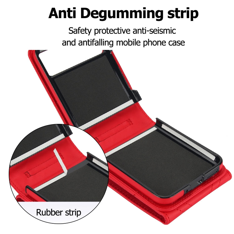 For Motorola Razr 40 V-shaped RFID Card Slot Phone Case with Ring Holder(Red)