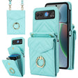 For Motorola Razr 40 V-shaped RFID Card Slot Phone Case with Ring Holder(Green) - Motorola Cases by PMC TechLife | Online Shopping South Africa | PMC TechLife | Buy Now Pay Later Mobicred