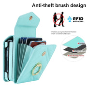 For Motorola Razr 40 V-shaped RFID Card Slot Phone Case with Ring Holder(Green)