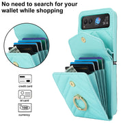 For Motorola Razr 40 V-shaped RFID Card Slot Phone Case with Ring Holder(Green)