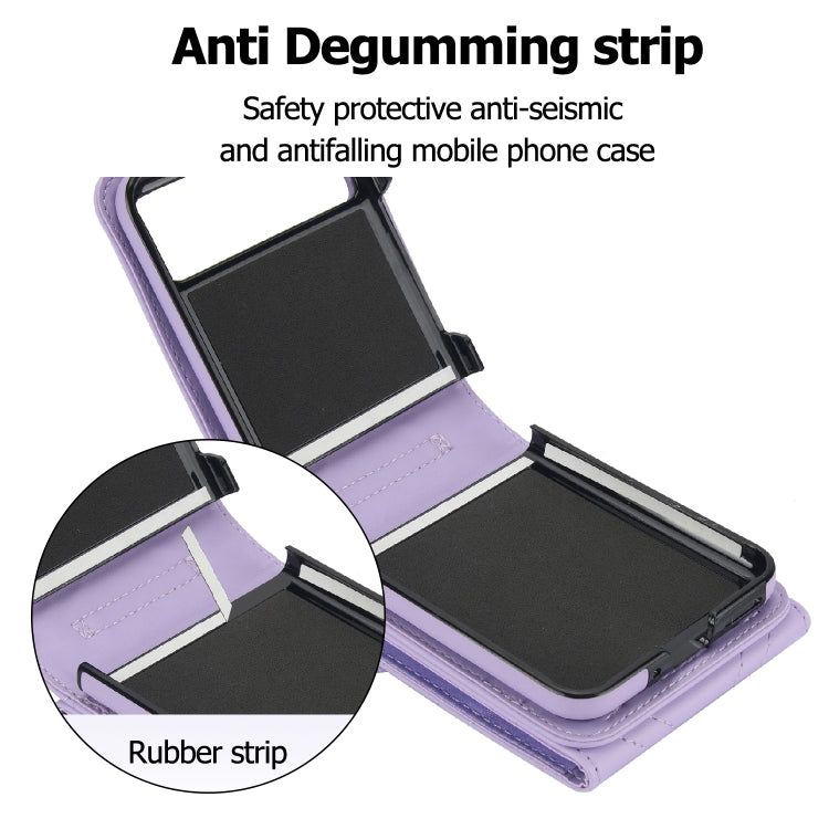 For Motorola Razr 40 V-shaped RFID Card Slot Phone Case with Ring Holder(Purple)