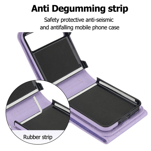 For Motorola Razr 40 V-shaped RFID Card Slot Phone Case with Ring Holder(Purple)