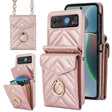 For Motorola Razr 40 V-shaped RFID Card Slot Phone Case with Ring Holder(Rose Gold) - Motorola Cases by PMC TechLife | Online Shopping South Africa | PMC TechLife | Buy Now Pay Later Mobicred