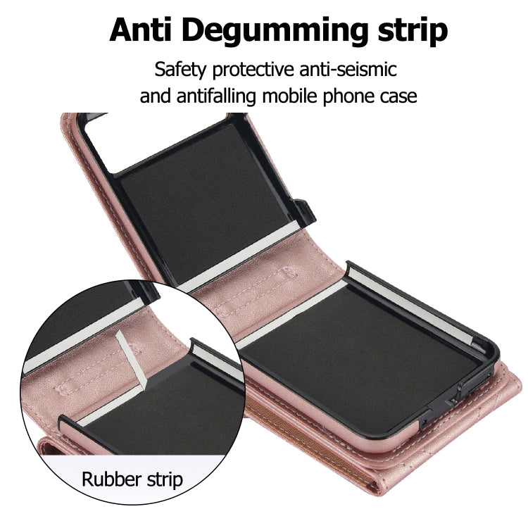 For Motorola Razr 40 V-shaped RFID Card Slot Phone Case with Ring Holder(Rose Gold)