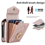 For Motorola Razr 40 V-shaped RFID Card Slot Phone Case with Ring Holder(Rose Gold)