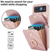For Motorola Razr 40 V-shaped RFID Card Slot Phone Case with Ring Holder(Rose Gold)