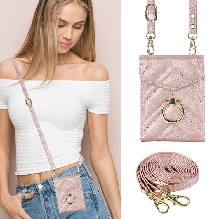 For Motorola Razr 40 V-shaped RFID Card Slot Phone Case with Ring Holder(Rose Gold)