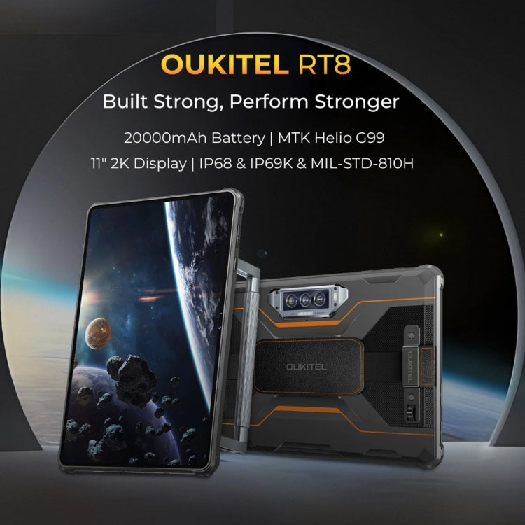 OUKITEL RT8 4G Network IP68/IP69K Rugged Tablet, 6GB+256GB, 11 inch Android 13 MediaTek Helio G99 Quad Core Support Dual SIM, EU Plug(Black)