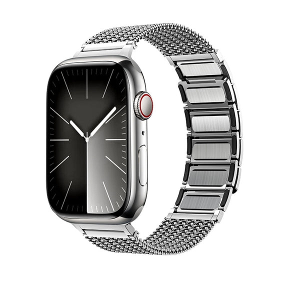 For Apple Watch Series 2 42mm Magnetic Clasp Braided Chain Stainless Steel Watch Band(Silver)