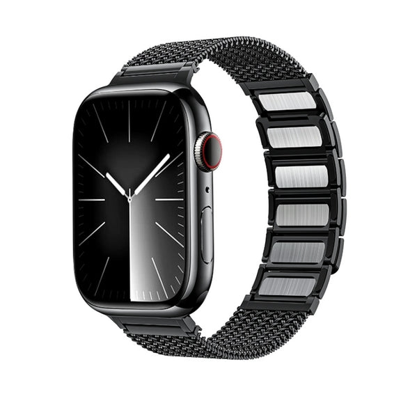 For Apple Watch Series 2 42mm Magnetic Clasp Braided Chain Stainless Steel Watch Band(Black)