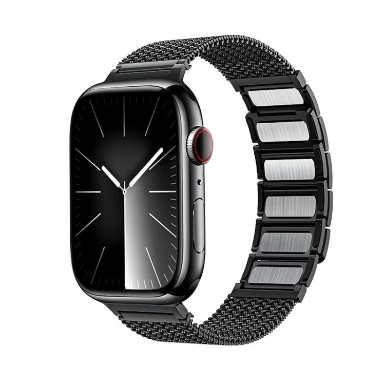 For Apple Watch Series 2 38mm Magnetic Clasp Braided Chain Stainless Steel Watch Band(Black)