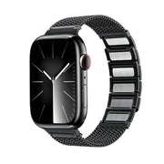 For Apple Watch Series 2 38mm Magnetic Clasp Braided Chain Stainless Steel Watch Band(Black)