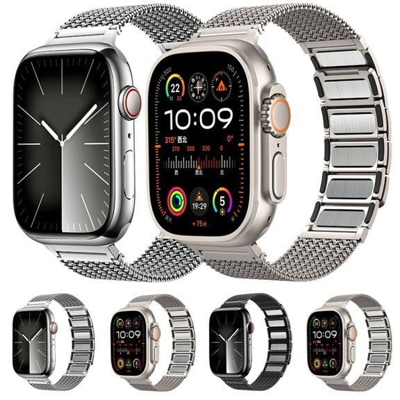 For Apple Watch SE 40mm Magnetic Clasp Braided Chain Stainless Steel Watch Band(Silver)