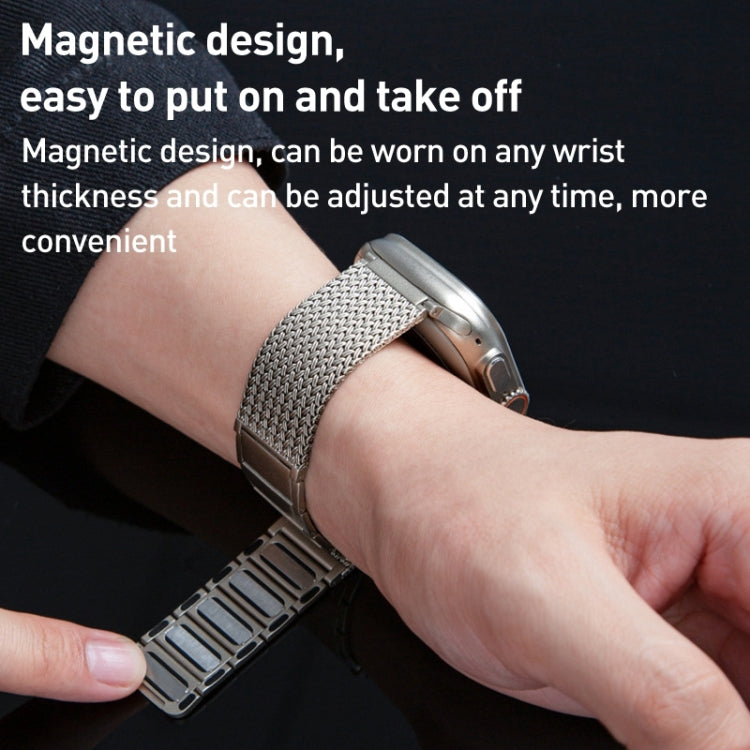 For Apple Watch 42mm Magnetic Clasp Braided Chain Stainless Steel Watch Band(Silver)