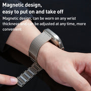 For Apple Watch 42mm Magnetic Clasp Braided Chain Stainless Steel Watch Band(Silver)
