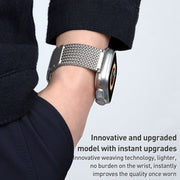 For Apple Watch 42mm Magnetic Clasp Braided Chain Stainless Steel Watch Band(Silver)