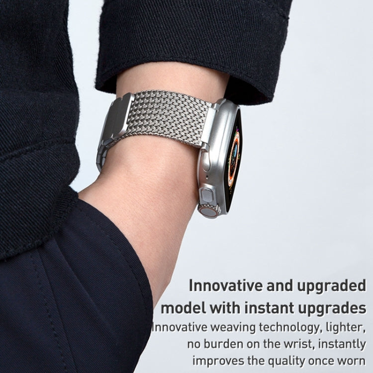 For Apple Watch 42mm Magnetic Clasp Braided Chain Stainless Steel Watch Band(Silver)