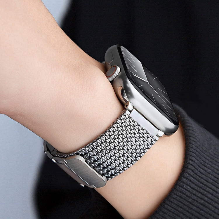 For Apple Watch 38mm Magnetic Clasp Braided Chain Stainless Steel Watch Band(Black)