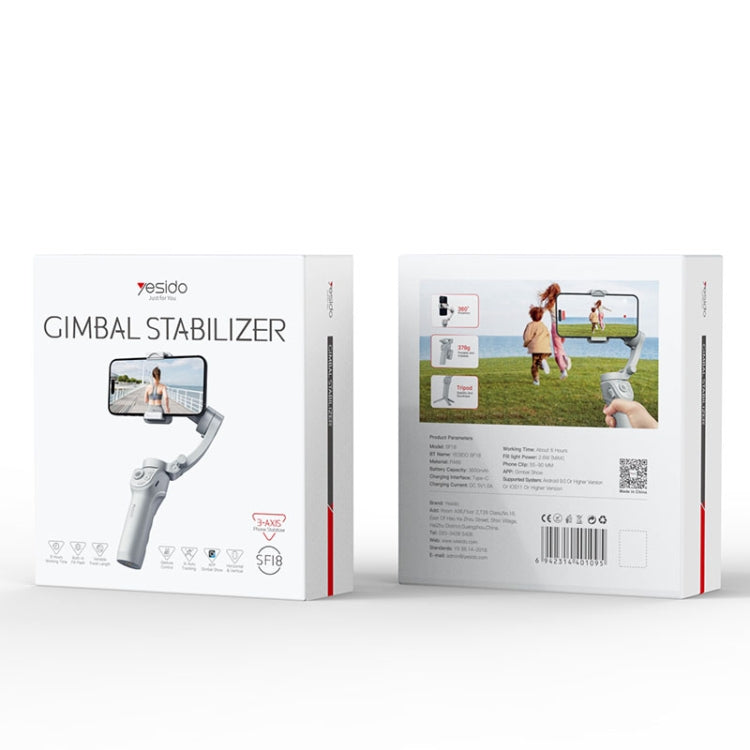 Yesido SF18 Phone Stabilizer Three-Axis Anti-Shake Handheld Gimbal(White)