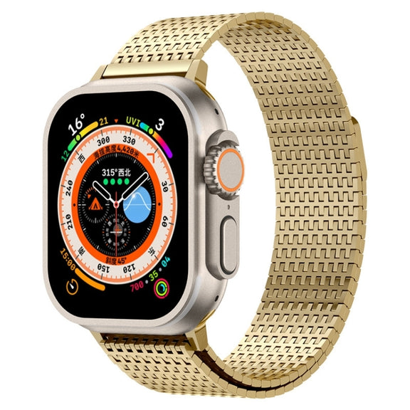 For Apple Watch 38mm Milanese Loop Magnetic Clasp Stainless Steel Watch Band(Gold)