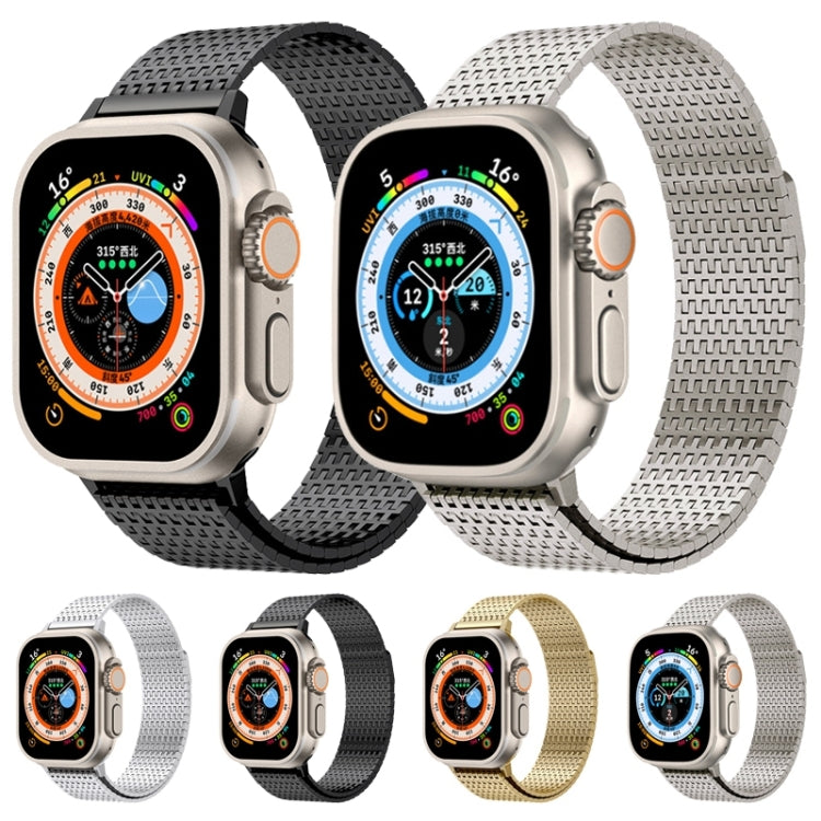 For Apple Watch 42mm Milanese Loop Magnetic Clasp Stainless Steel Watch Band(Gold)