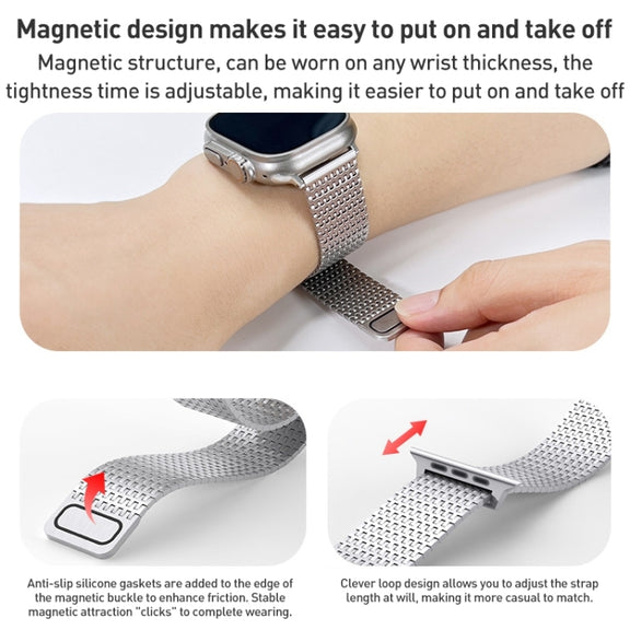 For Apple Watch Series 8 45mm Milanese Loop Magnetic Clasp Stainless Steel Watch Band(Titanium Gold)