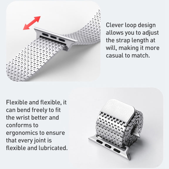 For Apple Watch 42mm Milanese Loop Magnetic Clasp Stainless Steel Watch Band(Silver)
