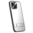 For iPhone 15 Plus R-JUST RJ-61 Electroplating Frosted TPU + PC Phone Case with Holder(Silver) - iPhone 15 Plus Cases by R-JUST | Online Shopping South Africa | PMC TechLife | Buy Now Pay Later Mobicred
