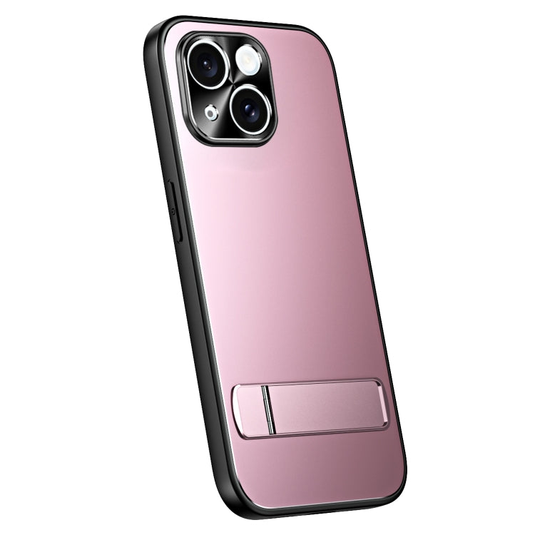 For iPhone 15 Plus R-JUST RJ-61 Electroplating Frosted TPU + PC Phone Case with Holder(Pink)