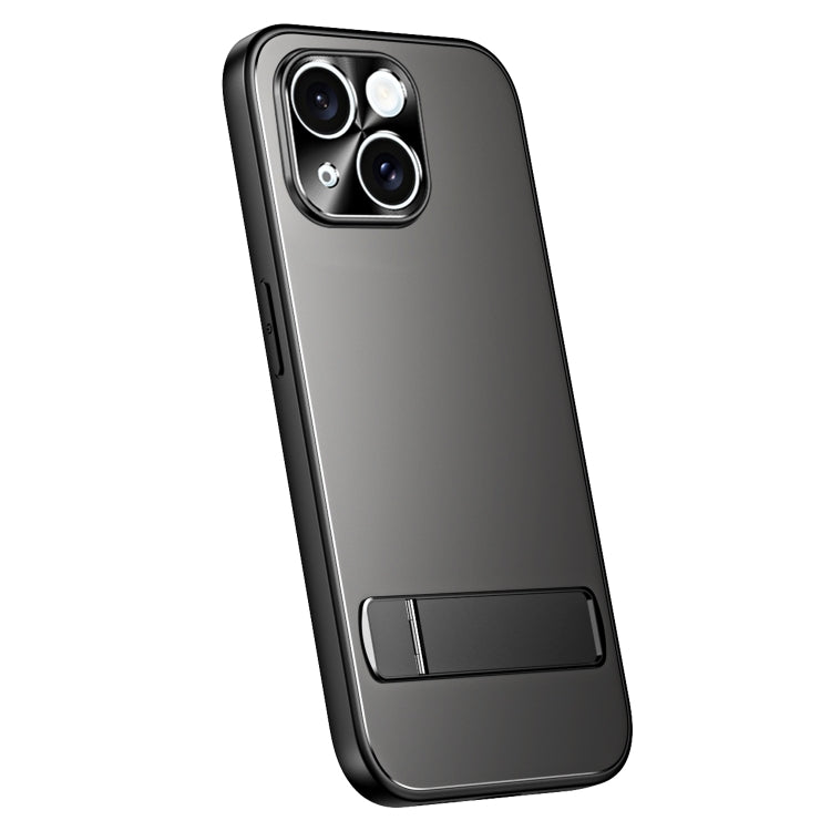 For iPhone 14 Plus R-JUST RJ-61 Electroplating Frosted TPU + PC Phone Case with Holder(Grey)