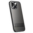 For iPhone 14 Plus R-JUST RJ-61 Electroplating Frosted TPU + PC Phone Case with Holder(Grey) - iPhone 14 Plus Cases by R-JUST | Online Shopping South Africa | PMC TechLife | Buy Now Pay Later Mobicred