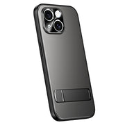 For iPhone 14 Plus R-JUST RJ-61 Electroplating Frosted TPU + PC Phone Case with Holder(Grey)