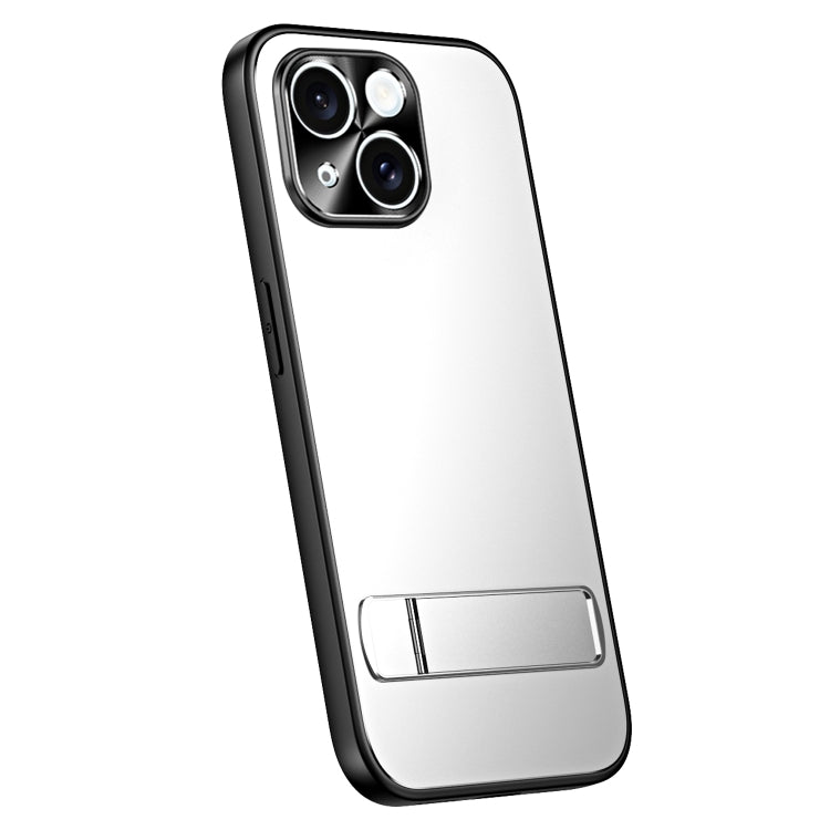 For iPhone 14 Plus R-JUST RJ-61 Electroplating Frosted TPU + PC Phone Case with Holder(Silver)