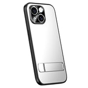 For iPhone 14 Plus R-JUST RJ-61 Electroplating Frosted TPU + PC Phone Case with Holder(Silver)